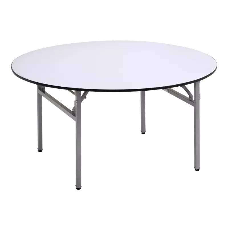Bankett fällbord - flera färgval/storlekar (160 diameter cm, Svart, Vit ljudisolerad/svart kant)