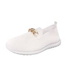 LOIJMK tennisskor dam – platta skor för kvinnor, slip-on sportskor dam slip-on skor dam sneakers eleganta sommarskor dam fritidsskor mjuka promenadskor damskor för sommar, Vit, 37 EU