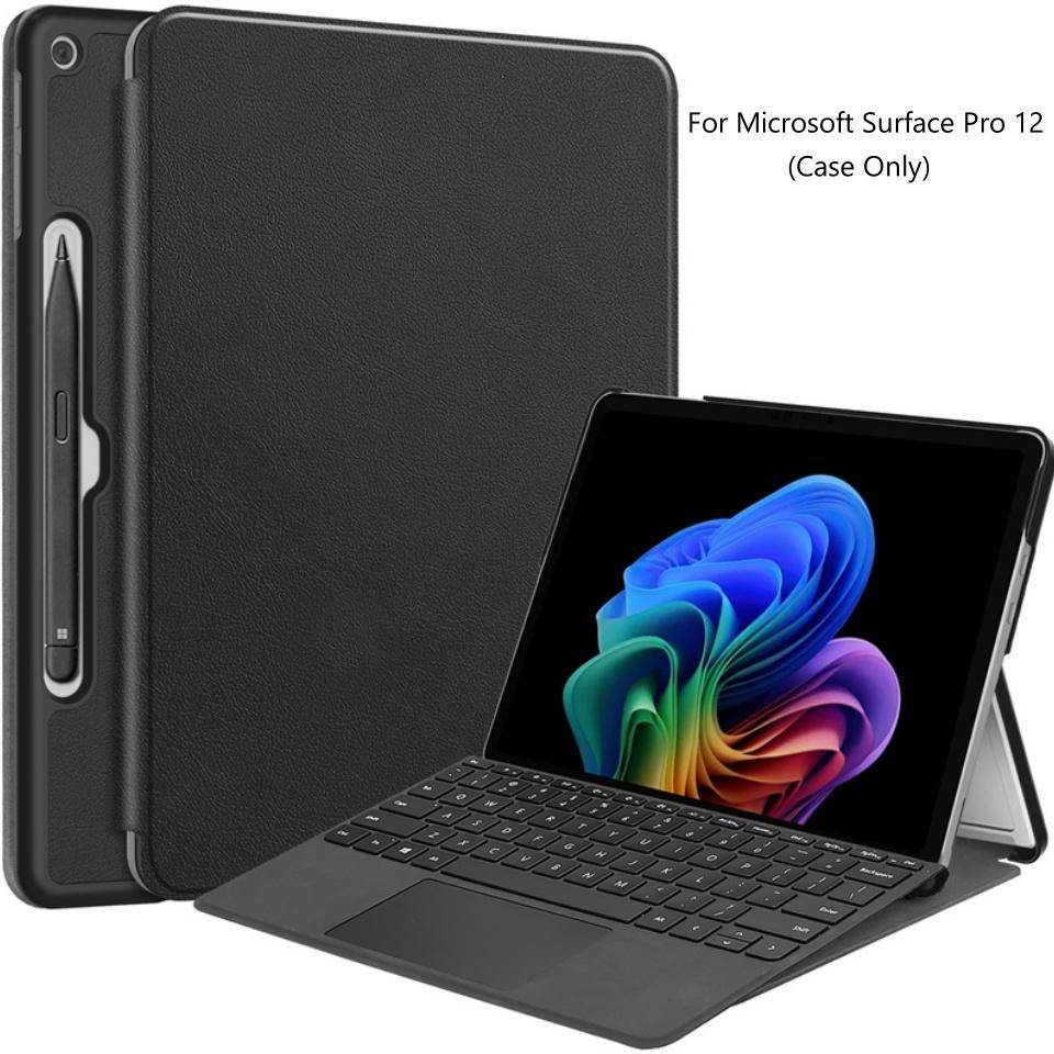 För Microsoft Surface Pro 12 tum Fodral Vikbart Stöd Smart Folio-skydd för Microsoft Surface Pro 12 Surfplattefodral Coque mörkgrön färg