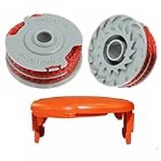 2 Pieces Grass Trimmer Spare Coil + 1pc Spool Cover for för Flymo Contour 500 Power Plus 500&500XT, Wire Coil Cover Cap Trimmer Head Kit