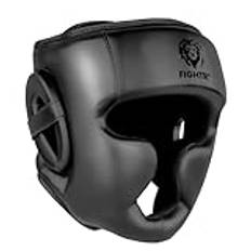 FIGHTR® Huvudskydd med bästa passform för maximalt skydd | boxhjälm för sparring | Justerbar storlek för boxning, MMA, Muay Thai, kickboxning och kampsport (allt svart, S/M)