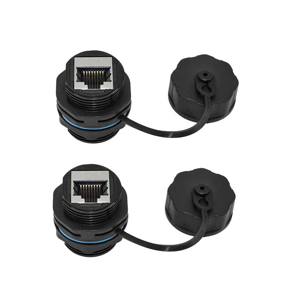 2PCS RJ45 Panel Mount Coupler, IP68 Shielded Industrial Panel Mount Ethernet LAN Through Connector for CAT6/CAT5E/CAT5