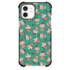 Food Pattern Phone Case For iPhone Samsung Galaxy Pixel OnePlus Vivo Xiaomi Asus Sony Motorola Nokia - Cupcake Trendy Pattern Art On Green Background