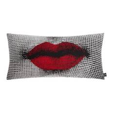 Fornasetti, Home, Dam, ONE Size, Röda Läppar Jacquard Ullkudde - black (ONE SIZE)