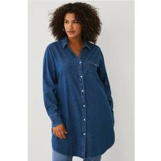 Ellos Plus collection - Lång jeansskjorta - Blå