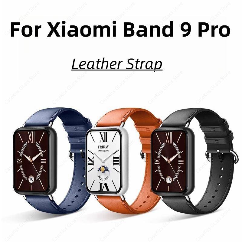 Läderarmband För Xiaomi Band 9 Pro miband 9pro Mjukt Andningsbart Klockarmband Armband för miband 8 pro 9pro correa Tillbehör elfben