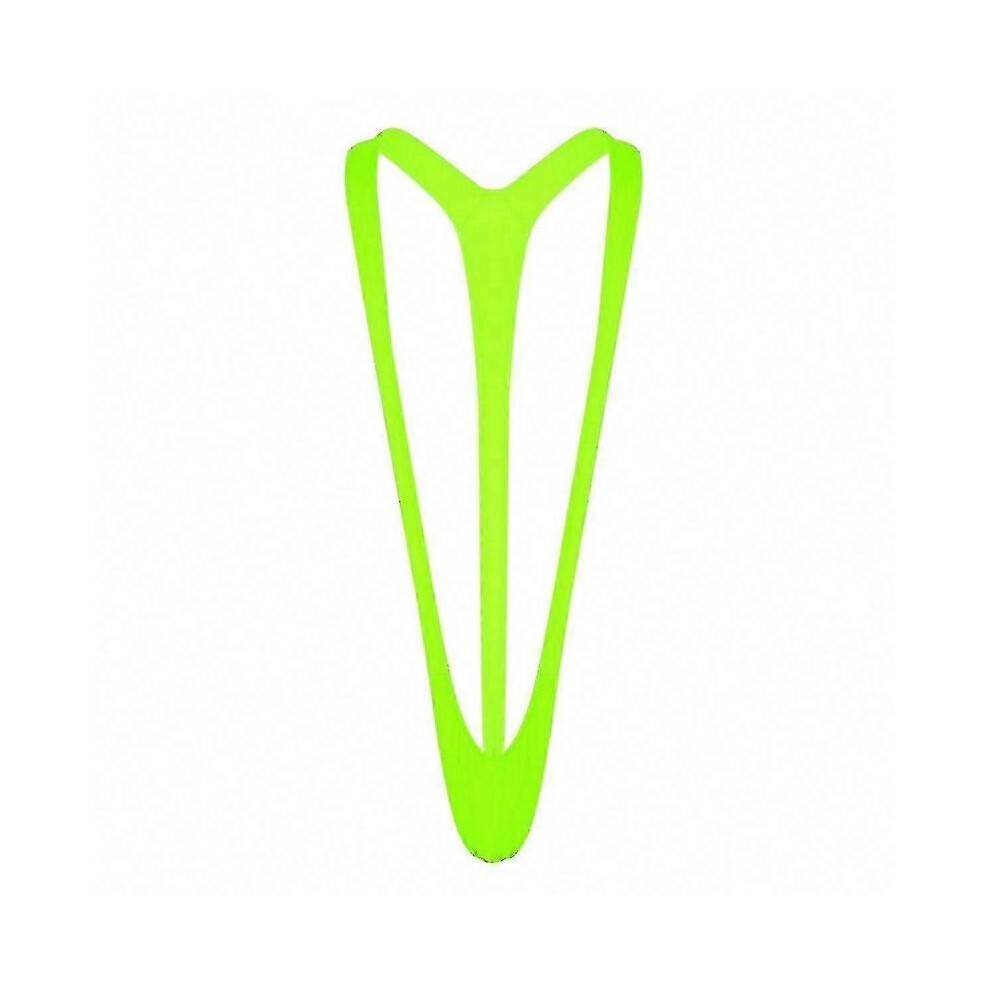 (One Size, Green) Men's Performance Stretch Swim Trunks with Fluorescent Design for Enhanced Comfort