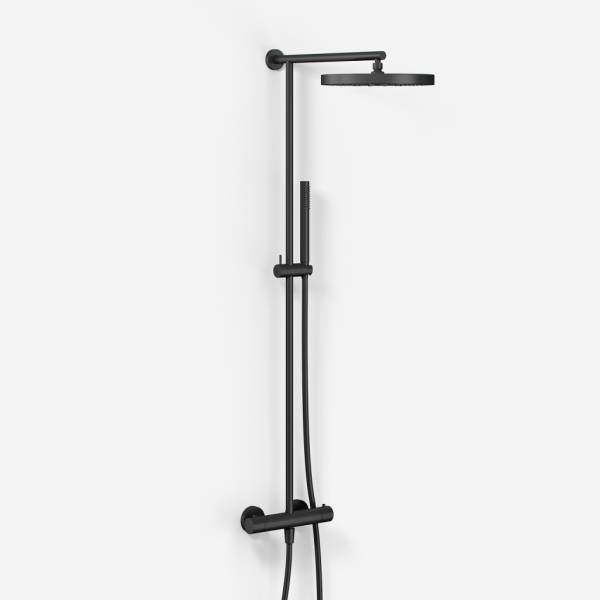 Semplice SRL10 S02 - Termostatsæt XXL Rain DeLux Ø28 m/EasyClean Matsort Brusearmatur - fra Bad&Stil.