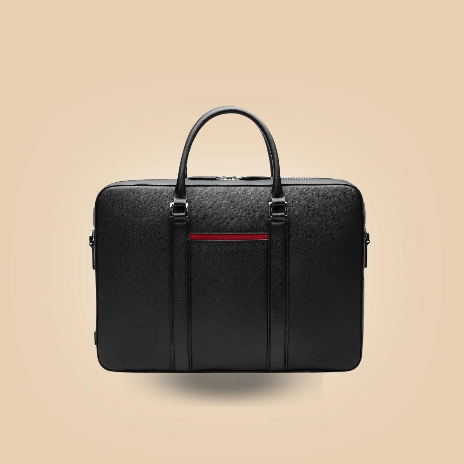 Classy Black Leather Deluxe Laptop Briefcase Bag