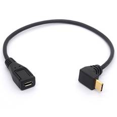 OpenII Micro USB till typ C kabelsladd, 90 graders vinklad USB C hane till Micro B hona adapter omvandlare för Macbook Pro, bärbar dator, Android-enheter (USB C/typ C-positiv)
