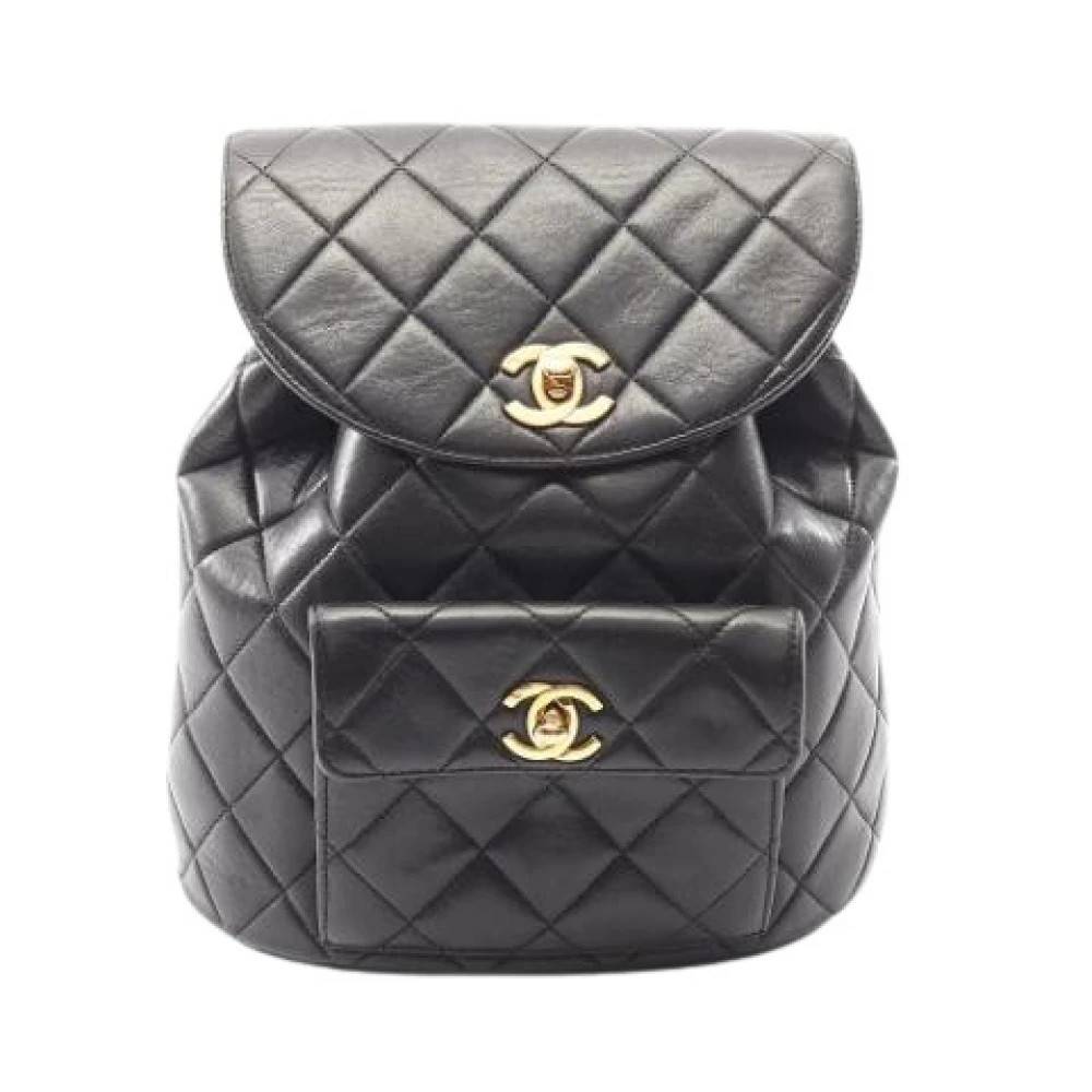 Chanel Vintage Pre-owned Vintage Lambskin Rygsæk - Vintage - Dame - Sort - ONE SIZE - Læder