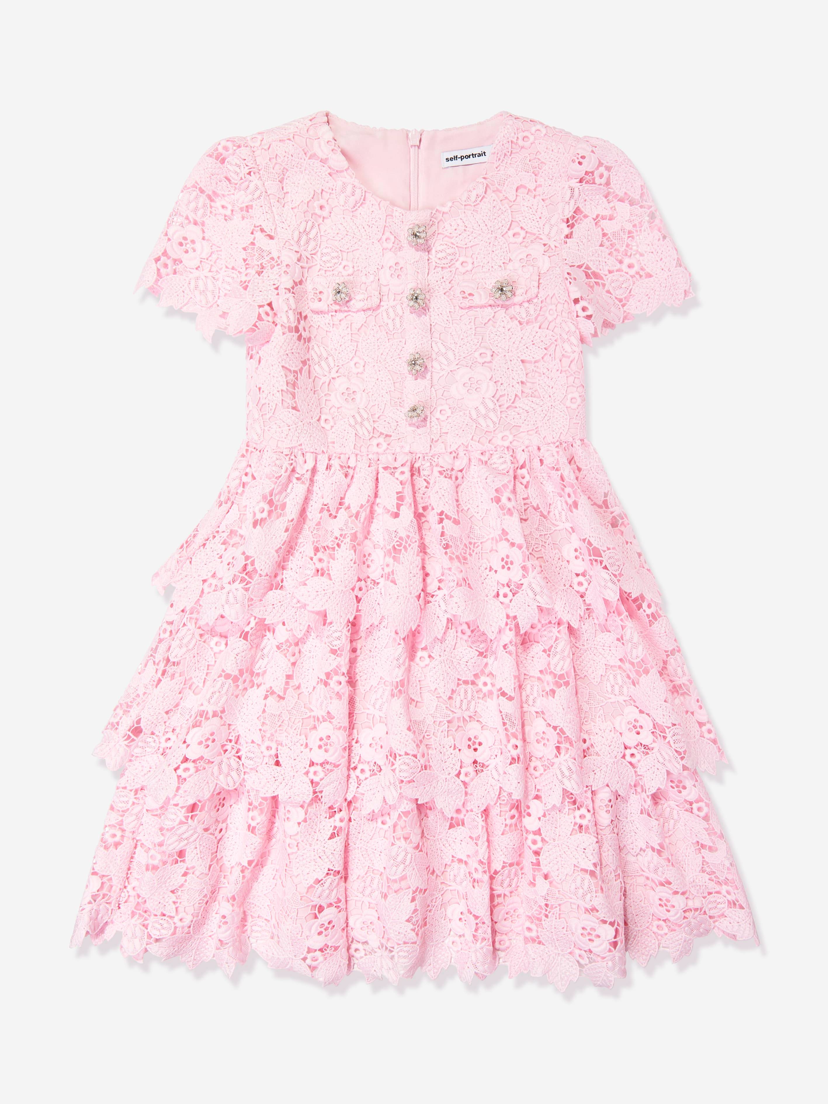 Self Portrait Girls Butterfly Lace Dress in Pink - Pink / 8 - 10 Yrs (8 - 10 Yrs)