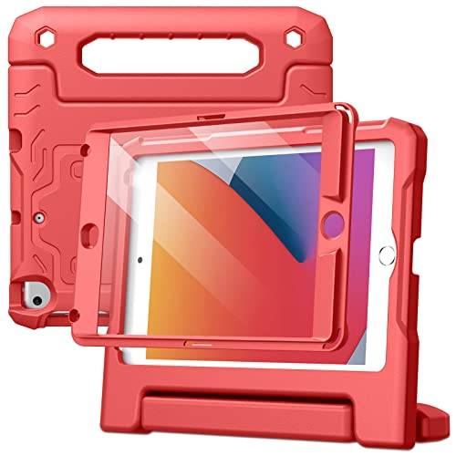 JETech Barn Fodral för iPad mini 5/4/3/2/1 (7,9 Tums, 2019/2015/2014/2013/2012) med Inbyggt Skärmskydd, Stötsäker Hela Kroppen Hantera Stativ Tablett Skyddande Case Kids Skal (Röd)