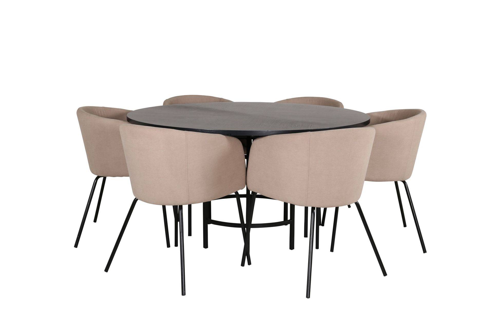 Venture Home Copenhagen Matgrupp 140 cm Rund med 6 Berit stolar - Beige Matgrupper Beige,Svart