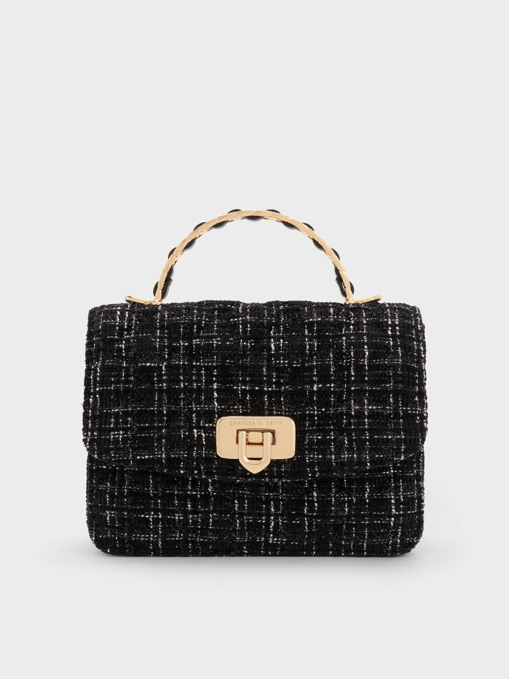 CHARLES & KEITH - Cressida Tweed Quilted Top Handle Bag