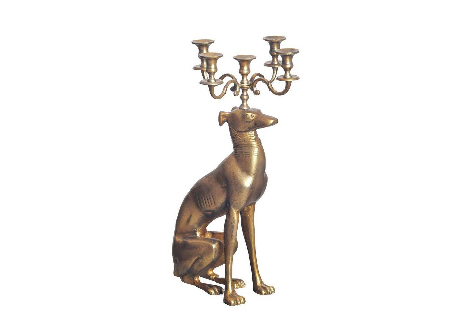 Dekorativ figur Wohnling Ljusstake Greyhound Aluminium Modern - Ljusstakar & ljuslyktor Flerfärgad
