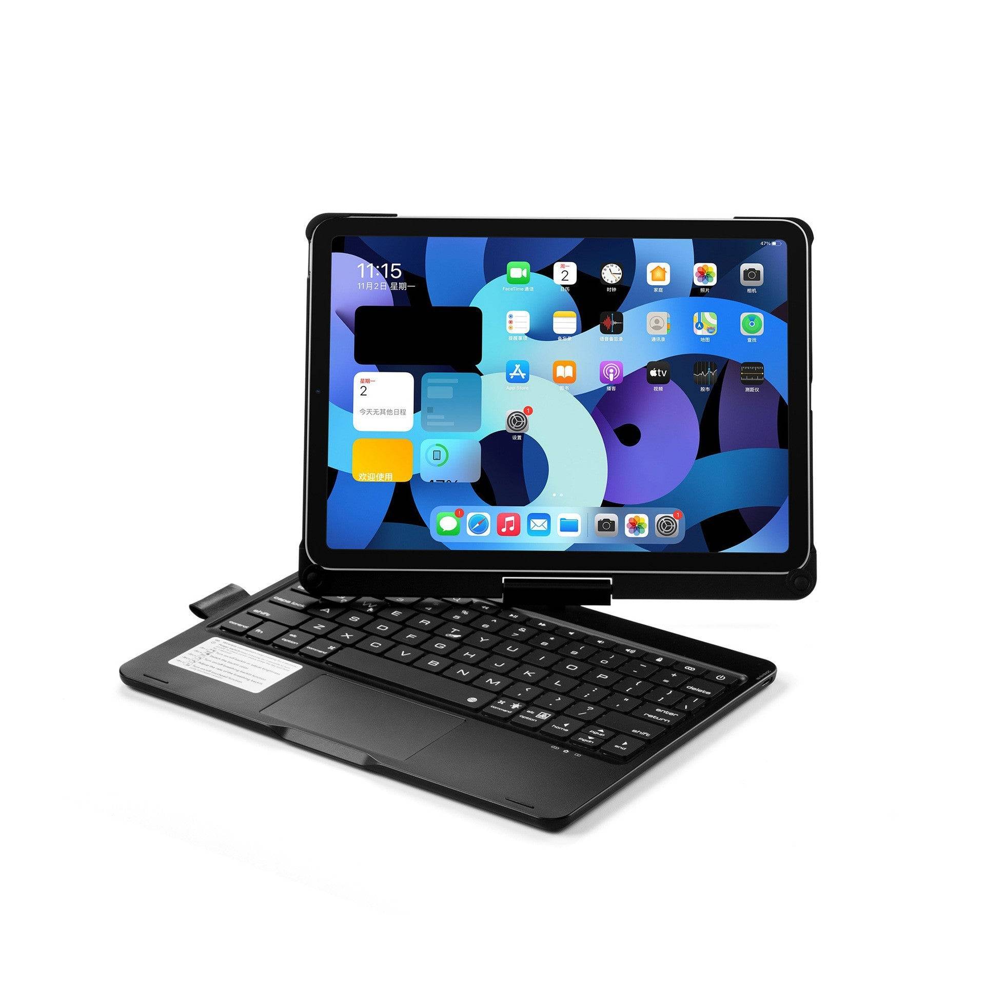 12.9 Inch Wireless Backlit Touch Rotary Bluetooth Keyboard - Black / IPad Air5 Air4 10.9inch2022