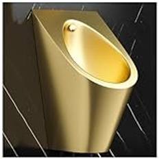 Universal Washout Urinal 304 Stainless Steel Urinal, High Efficiency Urinal with Top Spud, Household/Commercial Men's Adult Urinal Bathroom Toilet (Gold without sensor)