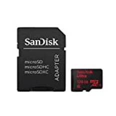 SanDisk Ultra microSDXC 128GB Class 10 UHS-I minneskort + SD-adapter för Stylus G4 Stylus 3G LTE G4c G4s L Bello Magna Wine Smart Marshall London Medion Life E4005 E4503 E5001 Meizu M2 Pro 5 mini