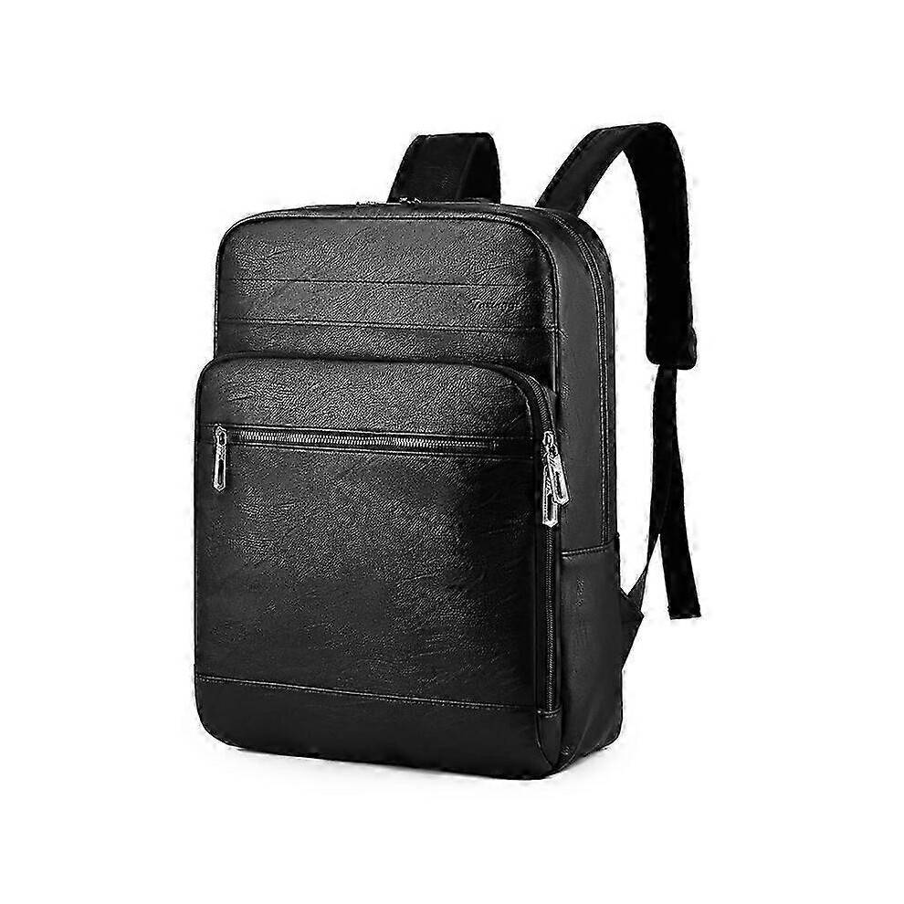 (29x13x43cm, Black) Multifunctional Backpack For Men High-quality PU Leather Laptop Backbag Luxury Waterproof Portable Travel Bag For Male
