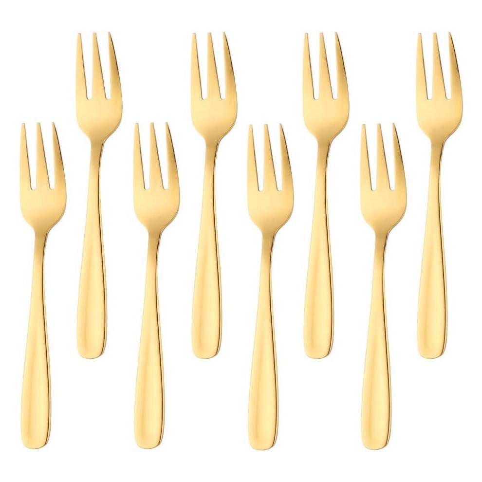 Chic guld dessertgafler, spejlblankt sæt i rustfrit stål til sofistikeret spisning, bestik i premiumkvalitet med konkavt håndtag for ergonomisk