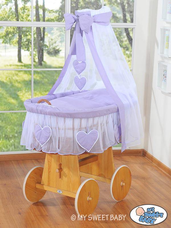 Moses basket with canopy - Amelie purple