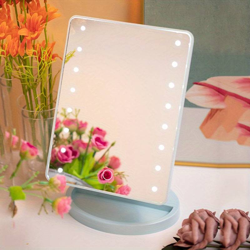 GlowPerfect - Bärbar Sminkspegel med 16 LED-lampor - Blå