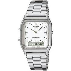 Casio Vintage AQ-230A-7DMQYES Silver and White Stainless Steel CombiWatch - Silver