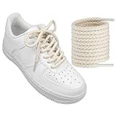 Endoto Runda repshoelaces tjocka bomullssträngar för Air Force 1, Air Jordan, Dunk Chunky Twisted Sneaker Shoes (Beige, 7MM-65Inch)