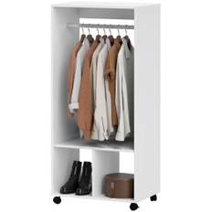 Mobilt garderobeskab Garderobeskab med hylde 4 drejelige hjul til stue soveværelse aluminiumslegering 60 x 40 x 127 cm Hvid