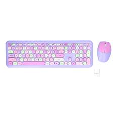 Keyboard Mouse Combo 2.4G Retro Multi Color Mute Cover Wireless Keyboard and Mouse SetPurple