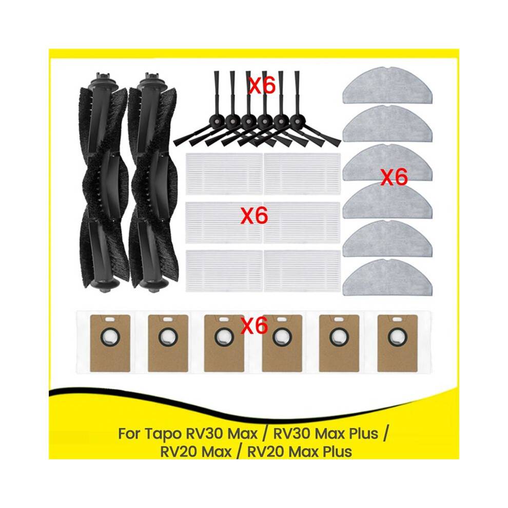 Roller Side Brush Filter Mops Dust Bag for Tapo RV30 Max/RV30 Max /RV20 Max/RV20 Max Robot Vacuum Attachment
