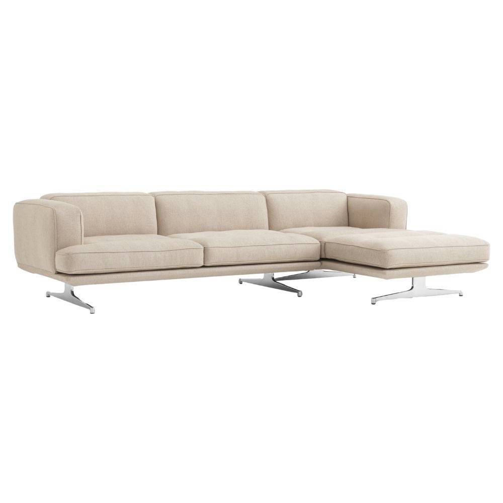 &Tradition Inland Right Chaise Longue Sofa AV42 Polished Aluminium & Ecriture 0240