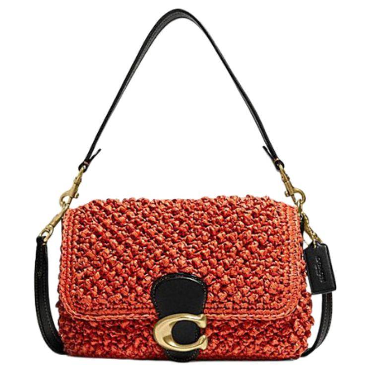 Coach Tabby 26 Woven C Logo Interior Zipper Pocket Color-Block Adjustable Shoulder Strap Leather Shoulder Crossbody Bag Large CA032-B4UDC Basic Set (Bag+Dust Bag)