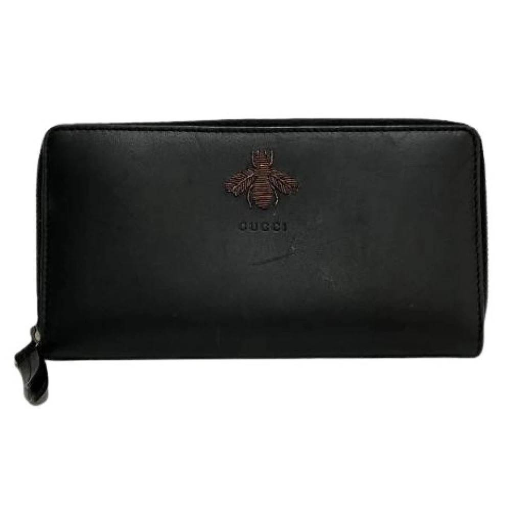 Gucci Vintage Pre-owned Animalier Læder Lang Lynlås Pung - Vintage - Herre - Sort - ONE SIZE - Læder