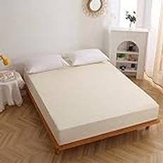 Massivt 180 x 200 cm anpassat lakan med 30 cm djup ficka mjukt borstad polyester mikrofiber lakan vattentätt madrassskydd anti-rynkor dubbel storlek beige