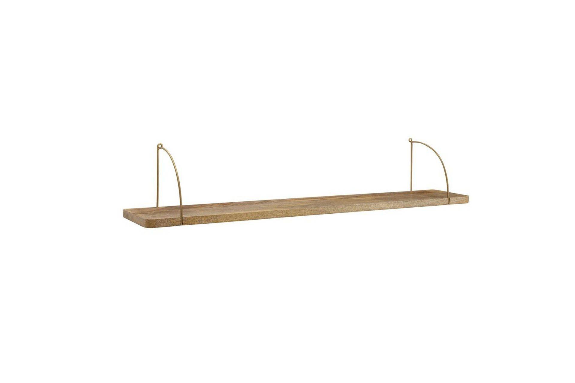 Wohnling Vägghylla massivt trä, metallhänghylla, industriell loftstil 100 cm - Brun