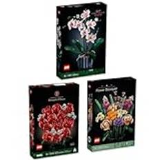 Lego Blommor-set: 10280 blombukett och 10311 orkidé och 10328 rosbukett | Botanisk kollektion | Ikoner