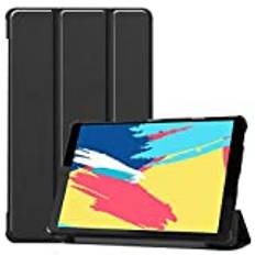 SATURCASE Lenovo Tab M8 fodral, PU-läder flip vikbart foliostativ skyddande surfplatta fodral för Lenovo Tab M8 (svart)