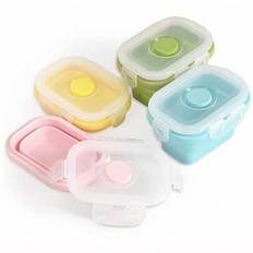 Mini matförvaringslåda, hopfällbar silikonbehållare för mat, portionsbehållare med clipslock, stapelbar, platsbesparande, mikrovågsugn/kyl/frys/diskma - Multifärgad (gul,grå,rosa,Mintgrön,Tallgrön)