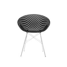 Kartell - Smatrik Chair 4 Legs Black/Chrome - Spisebordsstole - Tokujin Yoshioka - Sølv,Sort - Metal/Plast