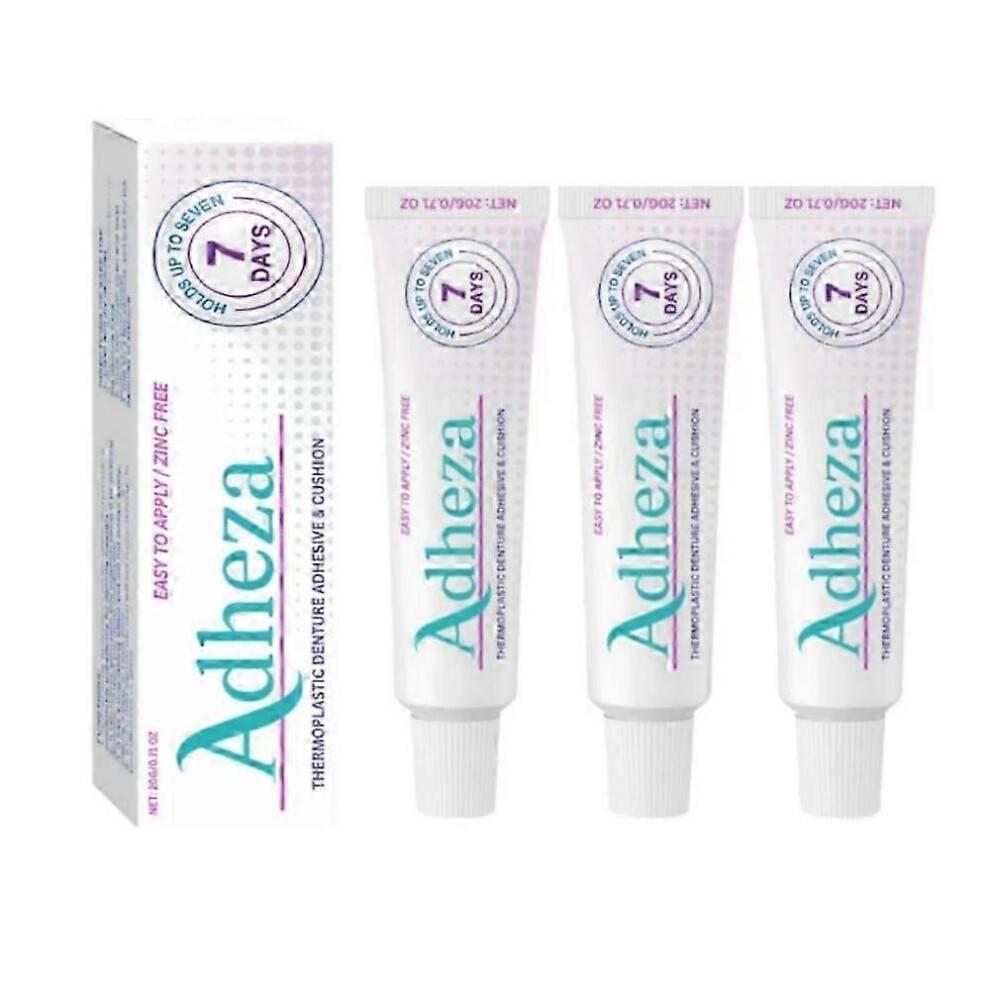 (3pcs) Adheza Thermoplastic Denture Adhesive, Zinc-Free Formula Long-Lasting Hold Up to 7 Days Secure Fit