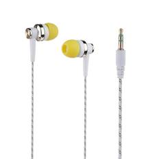 Stilful flettet ledning stereo musik in-ear headset øretelefon uden mikrofon hovedtelefon White