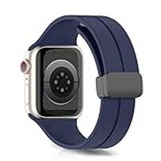 LanQii Armband kompatibelt med Apple Watch 38/40/41 mm, Apple Watch Series 8 41 mm, sportigt silikon justerbart starkt magnetlås armband för iWatch SE 40mm/iWatch Series 7/6/5/4/3/2/1, blå