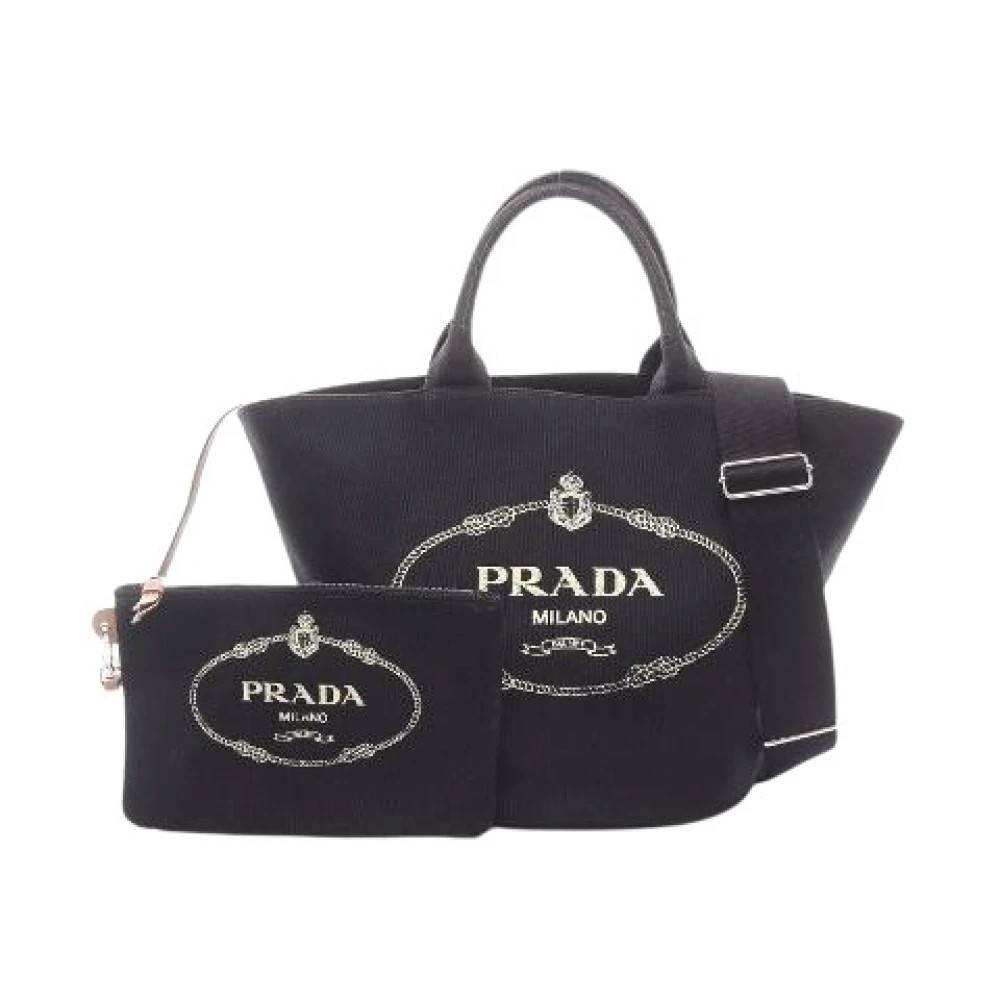 Prada Vintage Pre-owned Canapa Canvas Tote Taske - Vintage - Dame - Sort - ONE SIZE - Uld