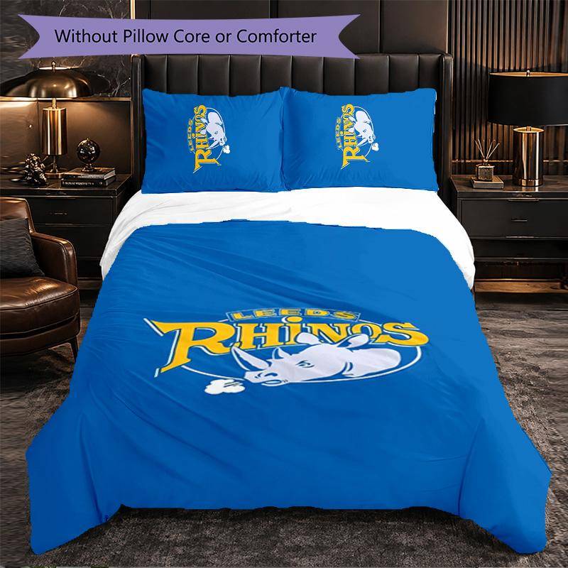 Leeds Rhinos Mönster Mikrofiber 3-delat Sängkläder Set Dekoration Påslakan Set För Sovrum Hemarbete
