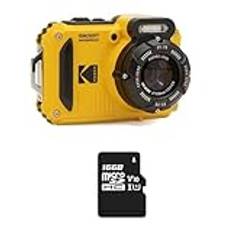 KODAK Pixpro Pack WPZ2 + 1 SD-kort, kompakt digitalkamera 16 m pixlar, 15 m vattentät, stötsäker, video 720p, 2,7 LCD-skärm - Li-Ion-batteri - gul