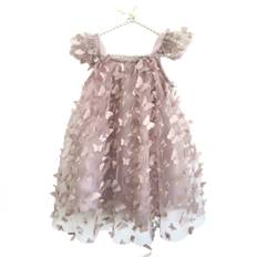 Dolly by Le Petit Allover Butterflies Tutu Klänning Mauve - Str. M/6-8 år