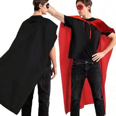 1 st superhjältemantel och maskset, rollspelsmantelset innehåller 1 mantel och 1 mask, superhjältedräkt för vuxna män kvinnor, halloweenfestgåva, skol - Multifärgad (röd,blå,svart,1 st svart ögonmask,1 st röda ögonmask)