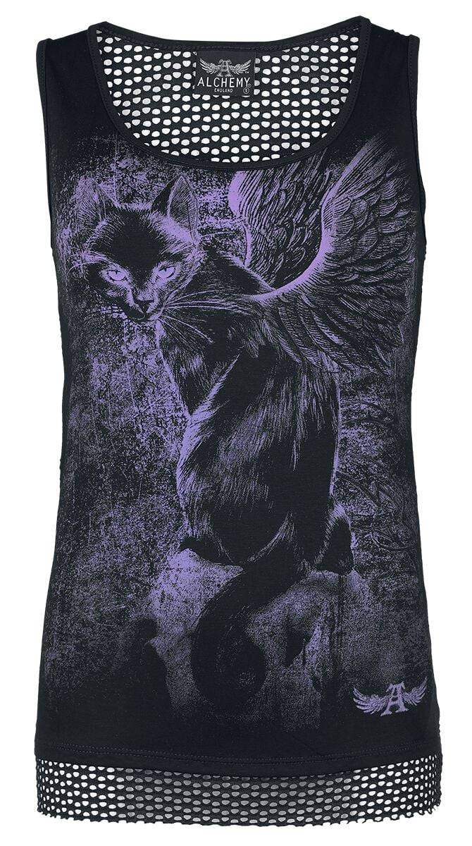 Alchemy England Top - Starring Cat - S till XL - Damer - sort-lilla